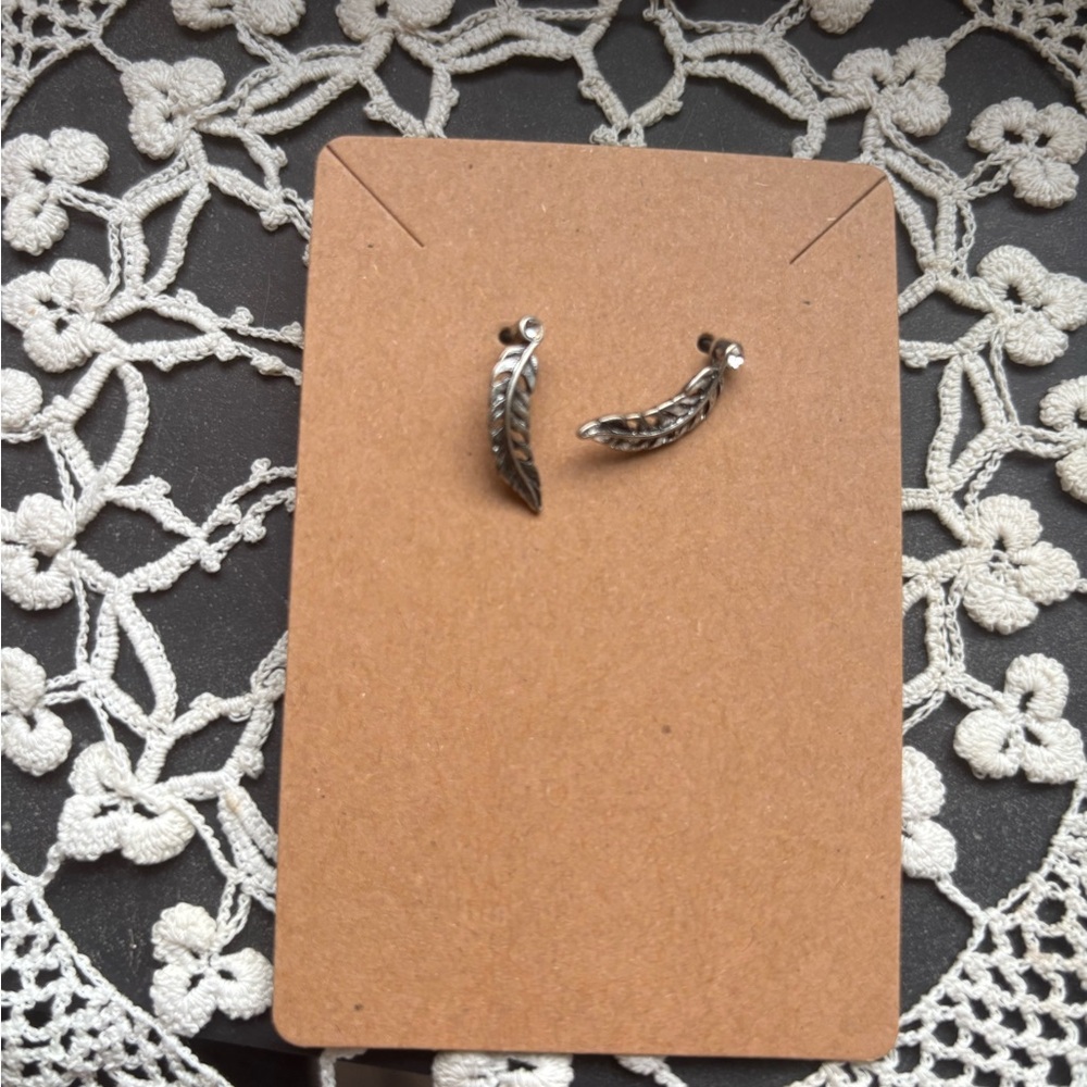 Elegant Silver Feather Earrings